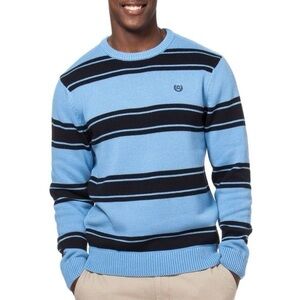 Chaps Ralph Lauren Men's Black Blue Striped Crew Neck Knit Sweater Size Large